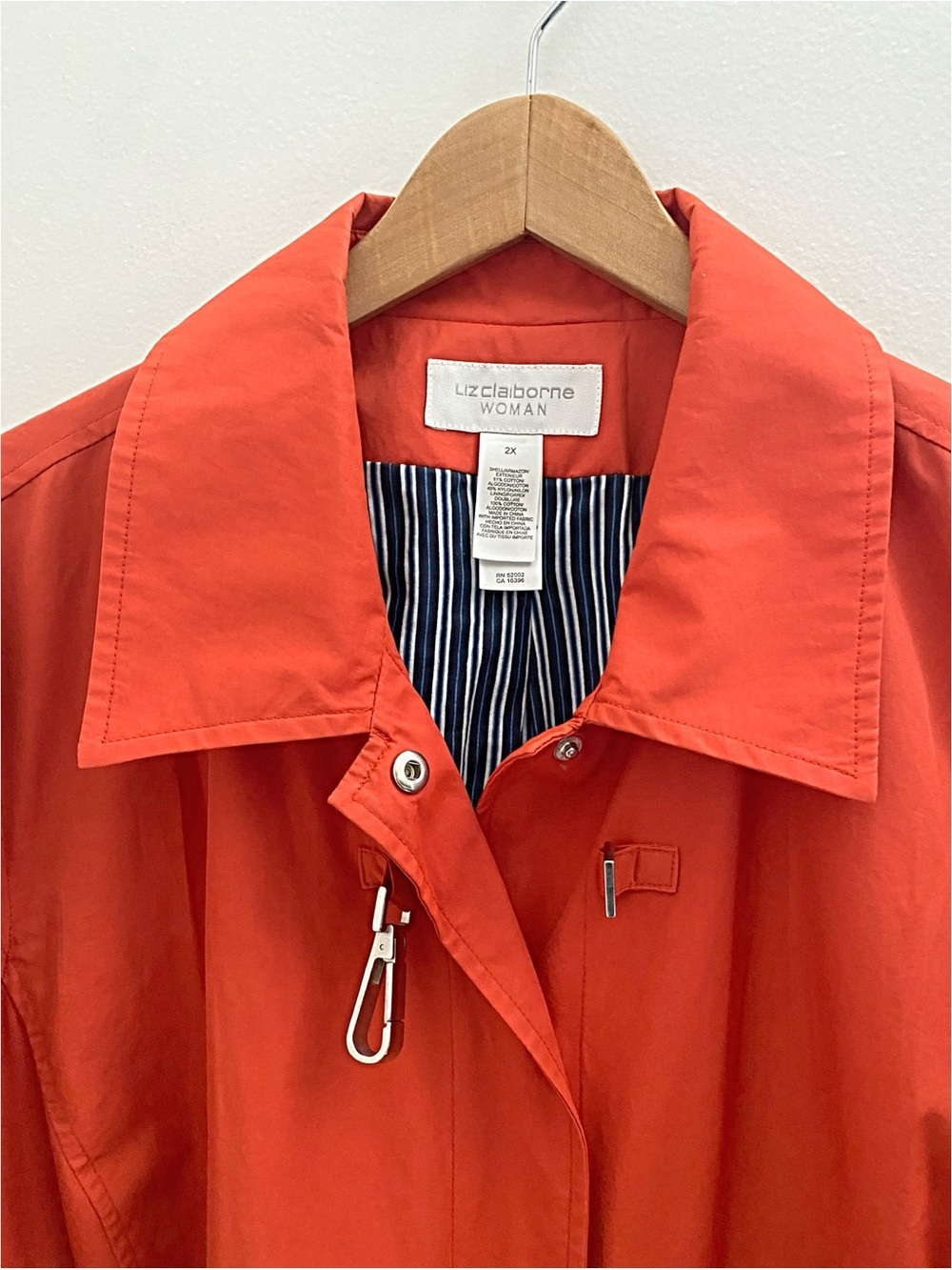 Liz Claiborne Orange Raincoat Trench Jacket Size 2X - Picture 3 of 5